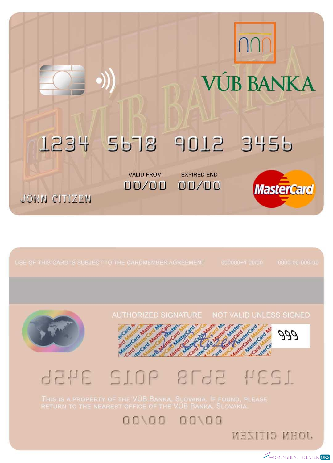 Download Slovakia VÚB Banka mastercard Photoshop template